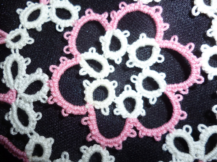 Pink and White Tatting Piece